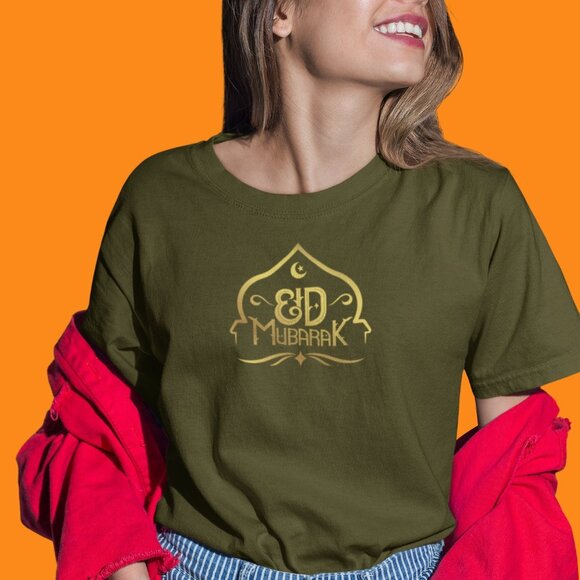 Gold Eid Mubark Lettering and Typography T-Shirt | Ramadan Kareem T-shirt - Picture 6 of 10